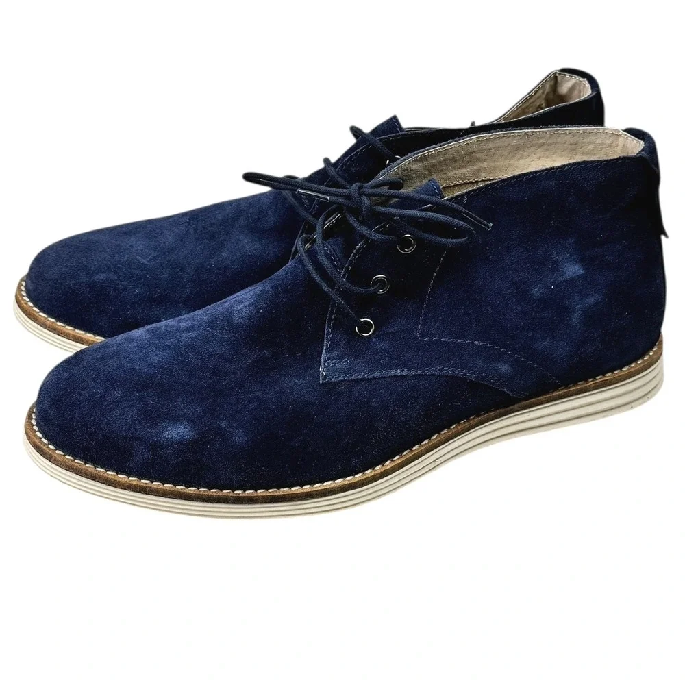 Windsor Smith Ankle Chukka Boots Size 9 Mens Bullflash Navy‎ Blue Suede Lace Up